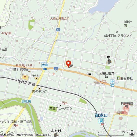 若尾タイヤ商会付近の地図